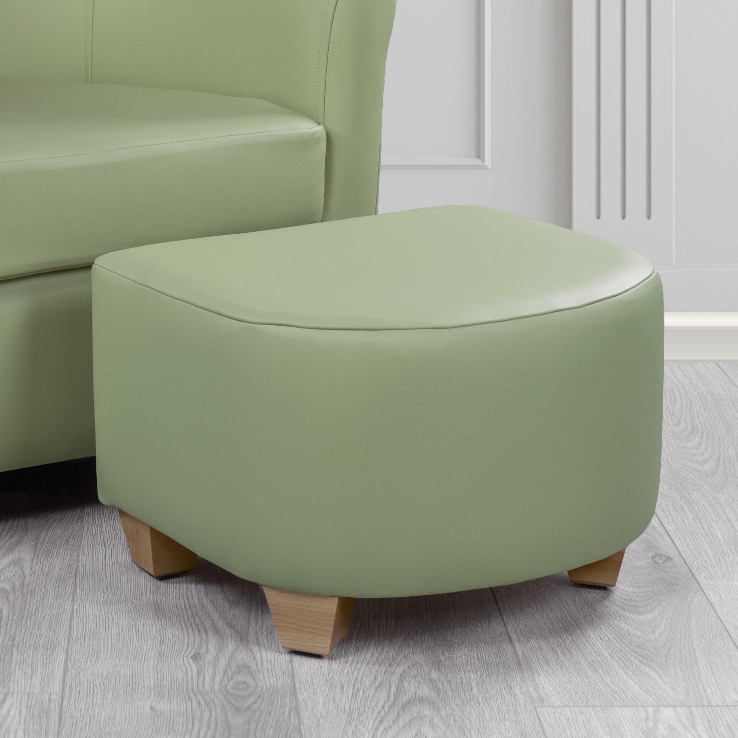 Cannes Footstool in Crest Leather Shelly Crib 5 Genuine Leather