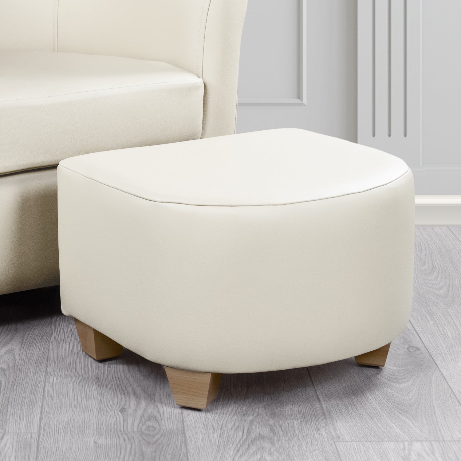 Cannes Footstool in Crest Leather Shelly Crib 5 Genuine Leather