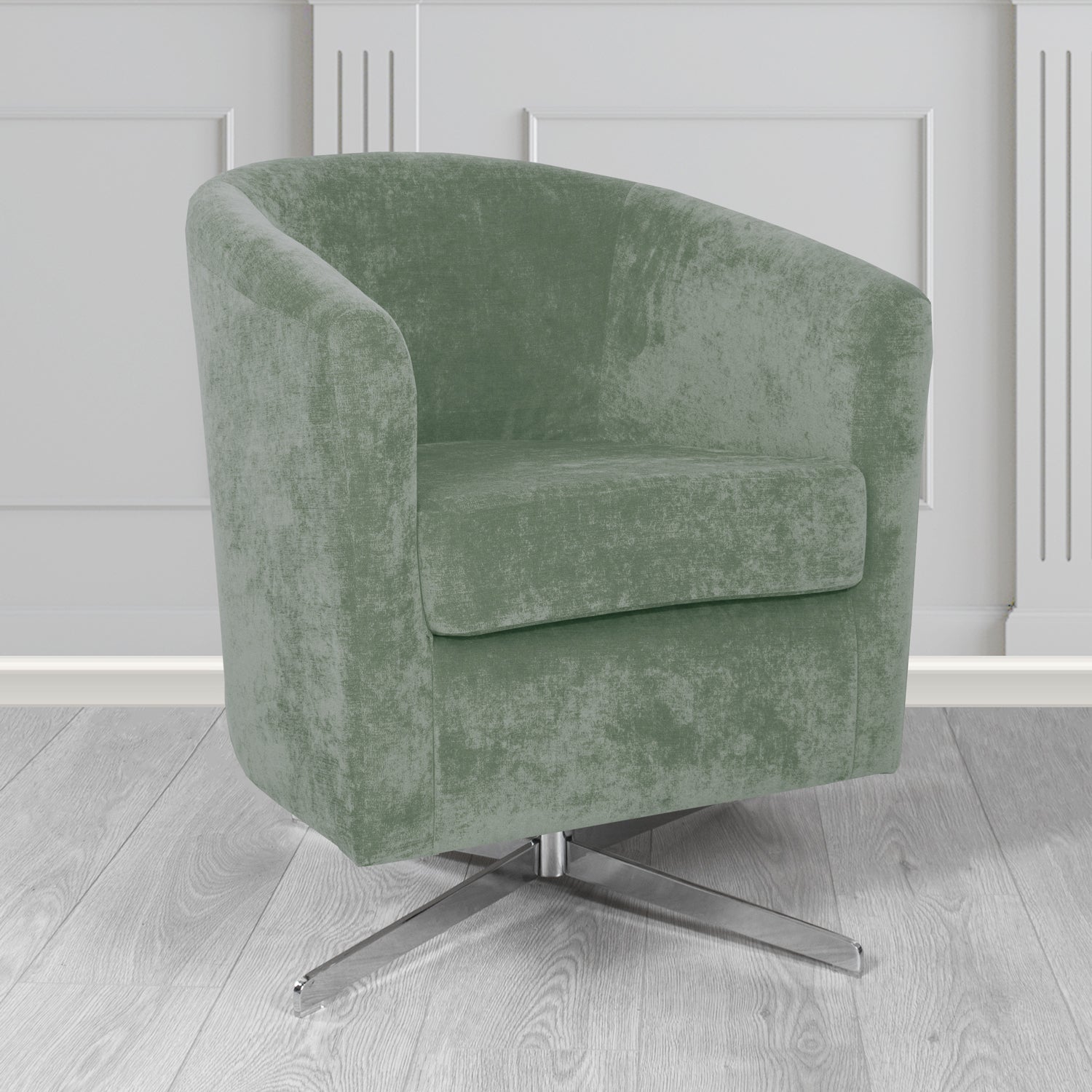 Cannes Swivel Tub Chair in Kirkby Design Fabrics Crush III Crib 5 Velvet Fabric