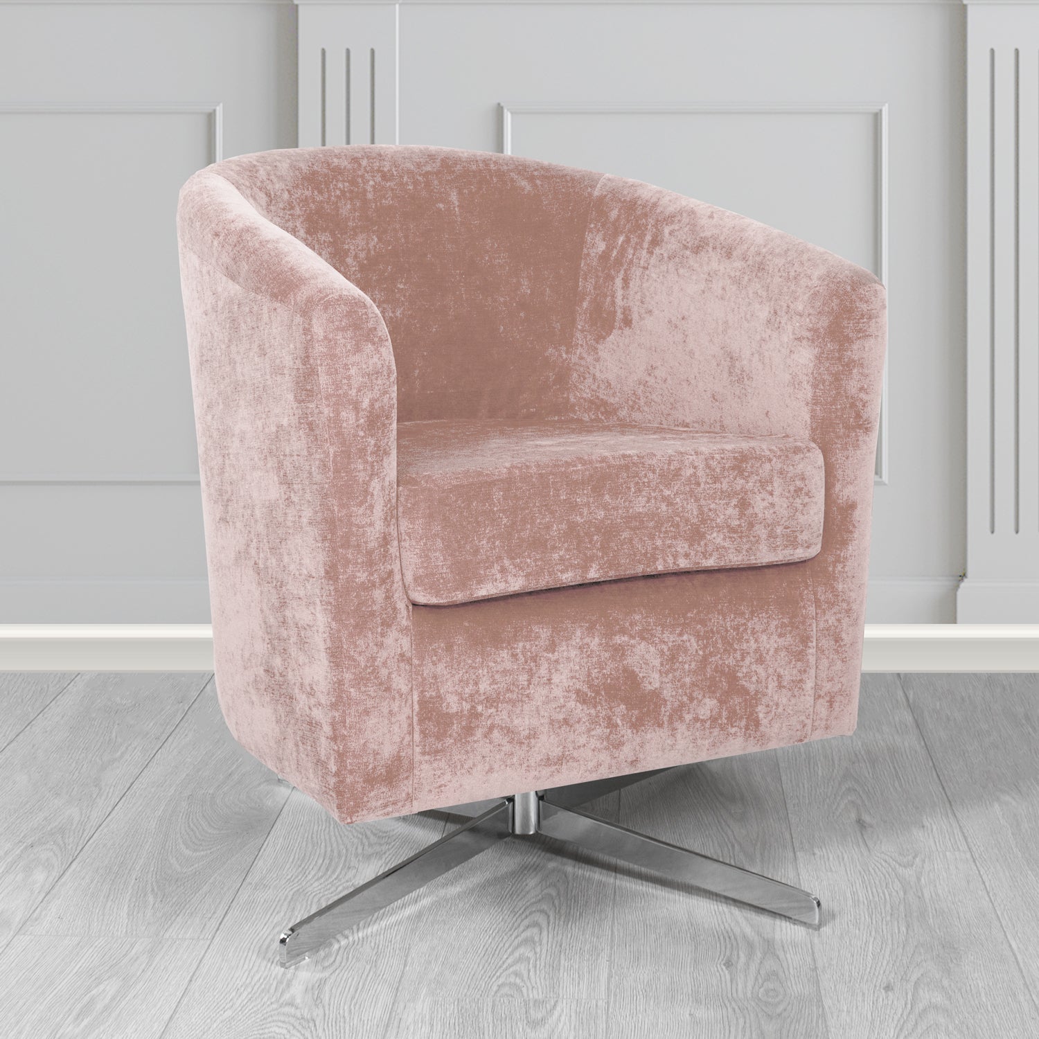 Cannes Swivel Tub Chair in Kirkby Design Fabrics Crush III Crib 5 Velvet Fabric