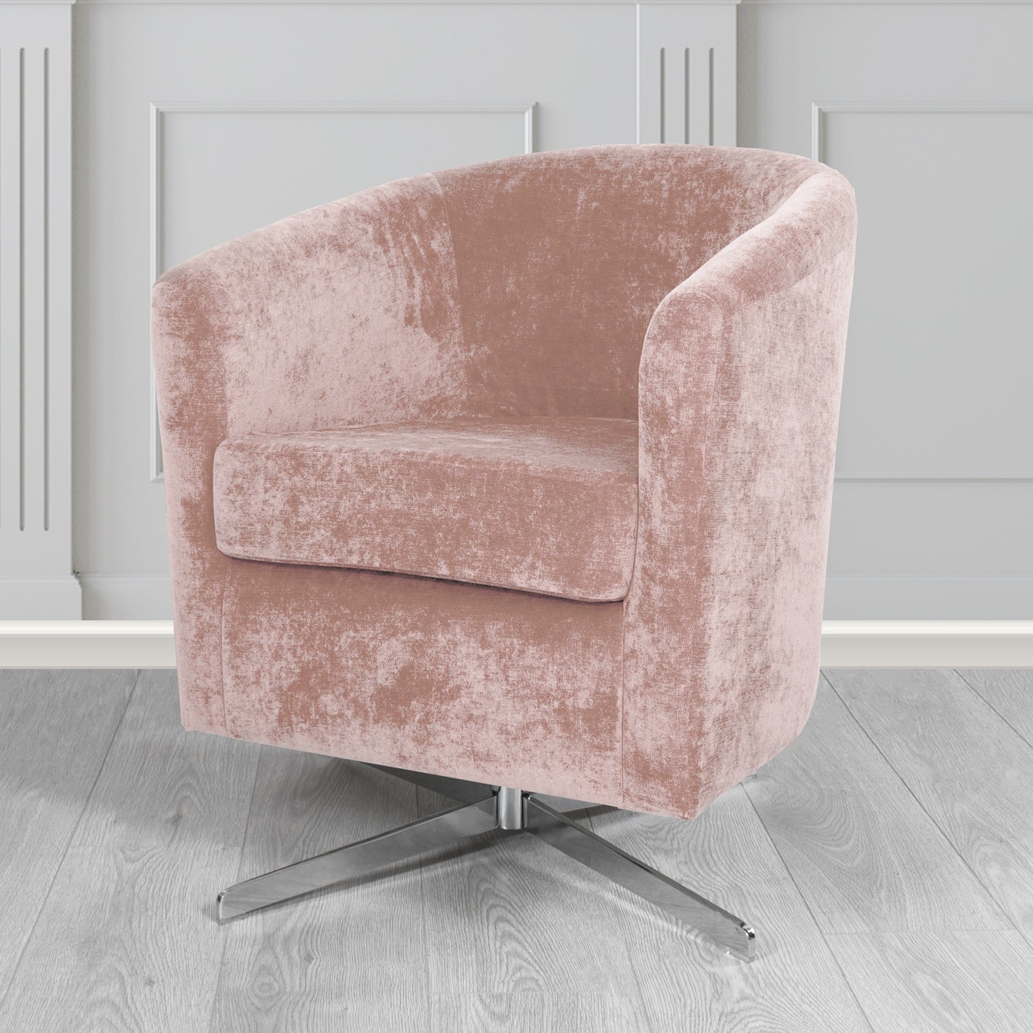 Cannes Swivel Tub Chair in Kirkby Design Fabrics Crush III Crib 5 Velvet Fabric