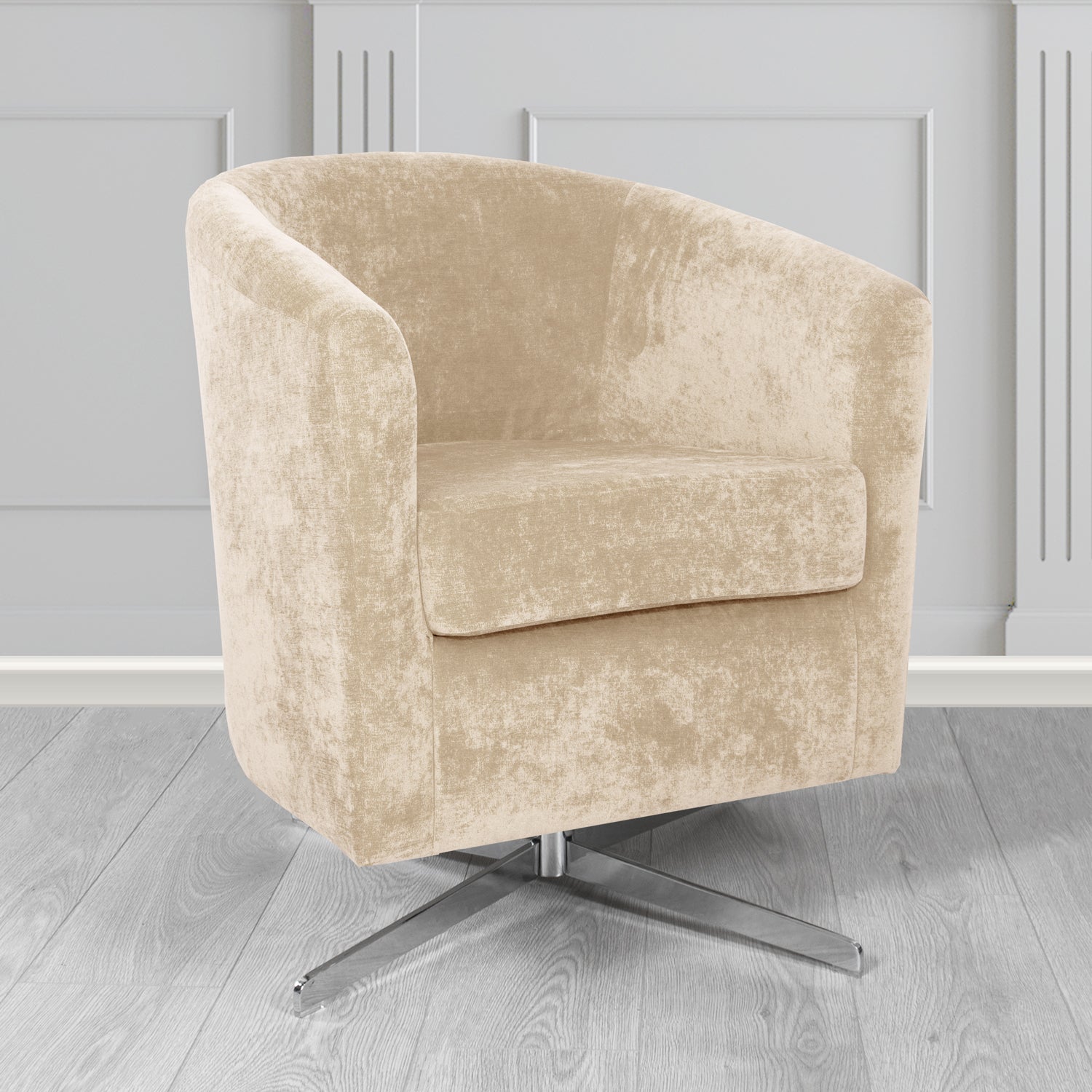 Cannes Swivel Tub Chair in Kirkby Design Fabrics Crush III Crib 5 Velvet Fabric