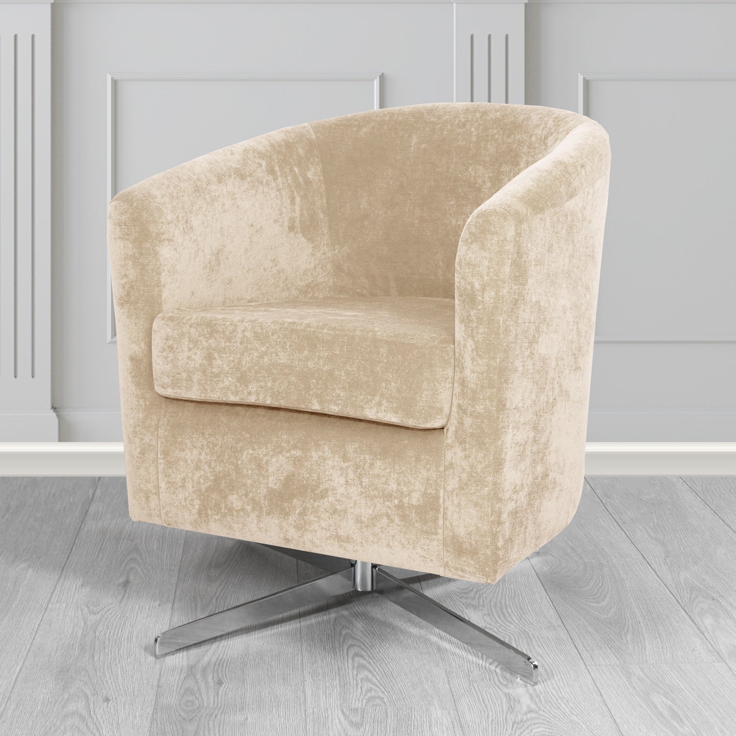 Cannes Swivel Tub Chair in Kirkby Design Fabrics Crush III Crib 5 Velvet Fabric