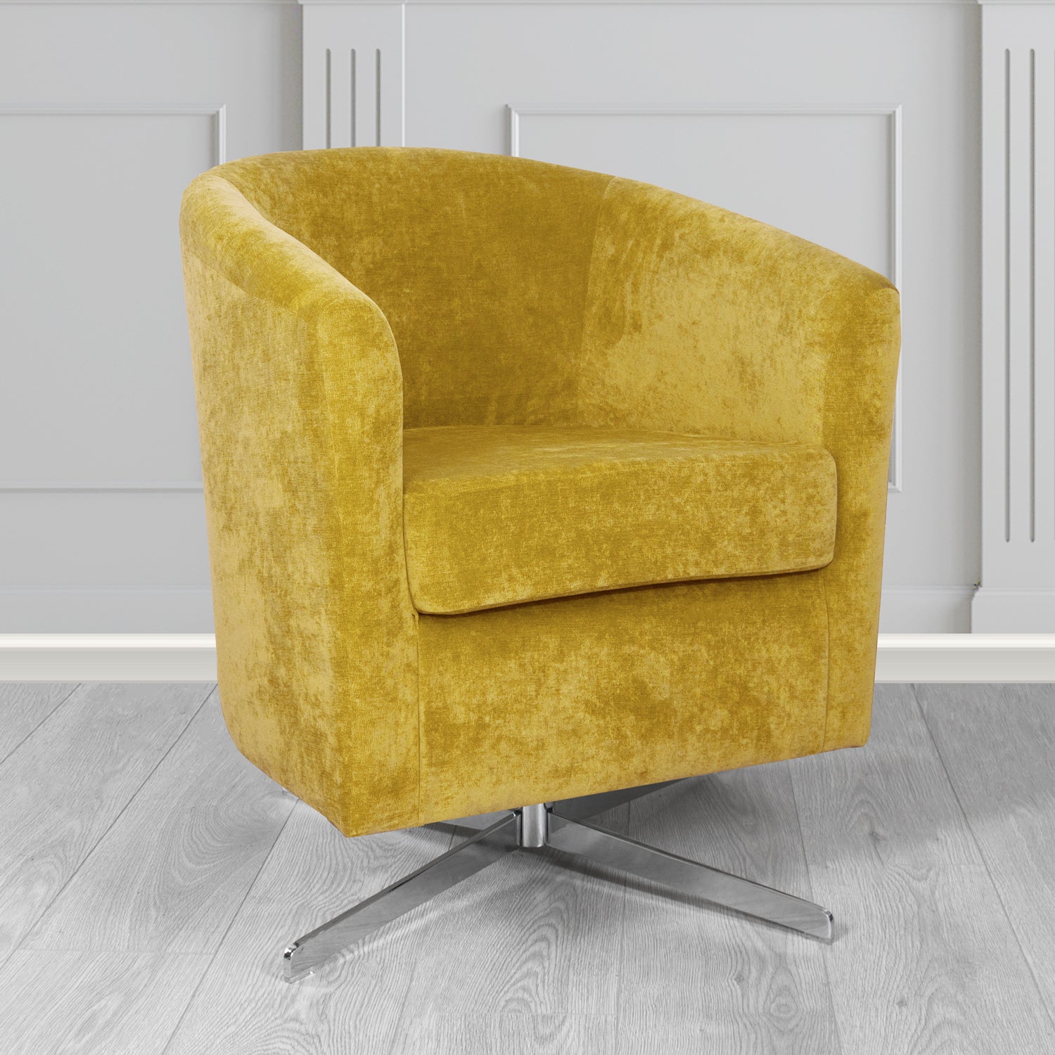 Cannes Swivel Tub Chair in Kirkby Design Fabrics Crush III Crib 5 Velvet Fabric
