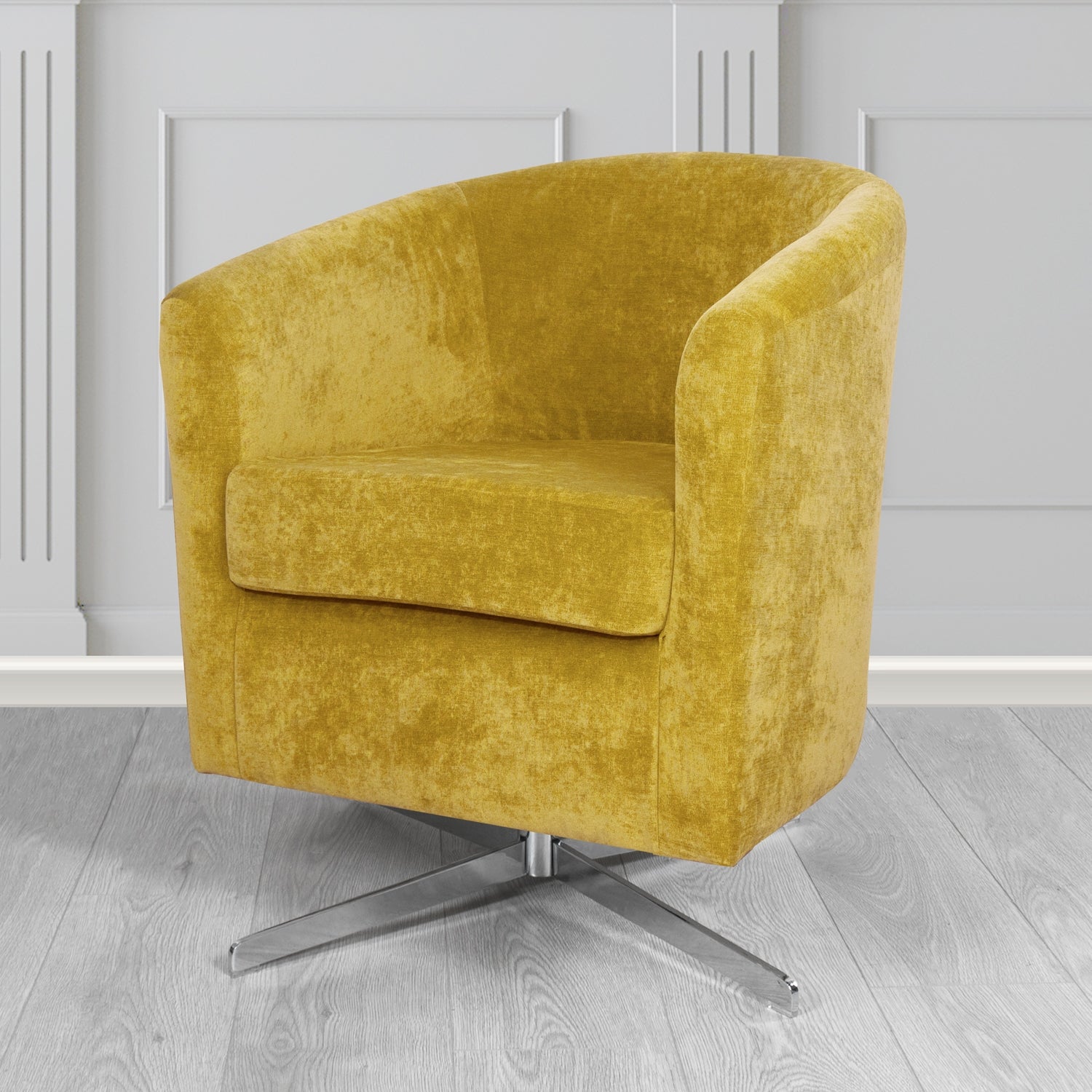 Cannes Swivel Tub Chair in Kirkby Design Fabrics Crush III Crib 5 Velvet Fabric