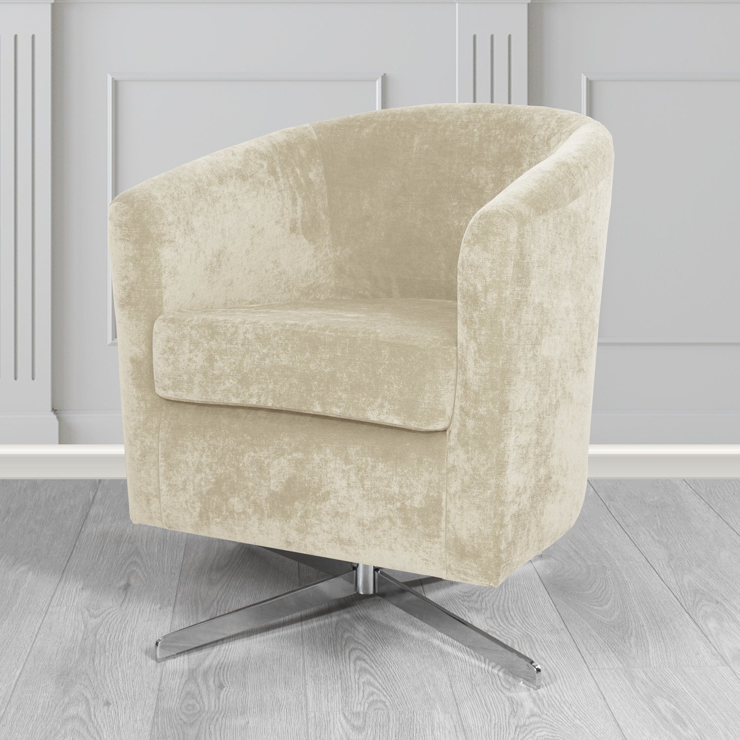 Cannes Swivel Tub Chair in Kirkby Design Fabrics Crush III Crib 5 Velvet Fabric