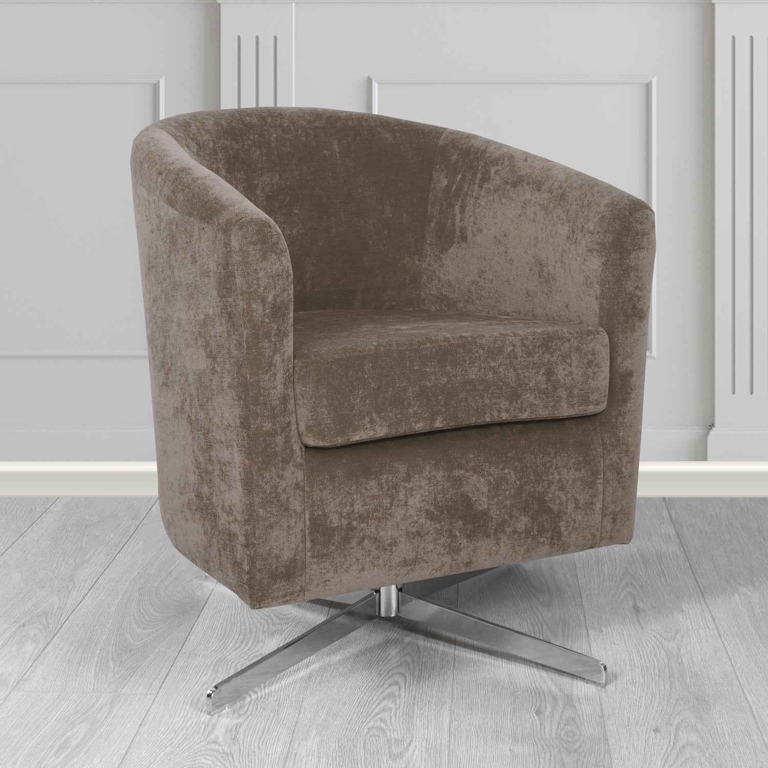 Cannes Swivel Tub Chair in Kirkby Design Fabrics Crush III Crib 5 Velvet Fabric