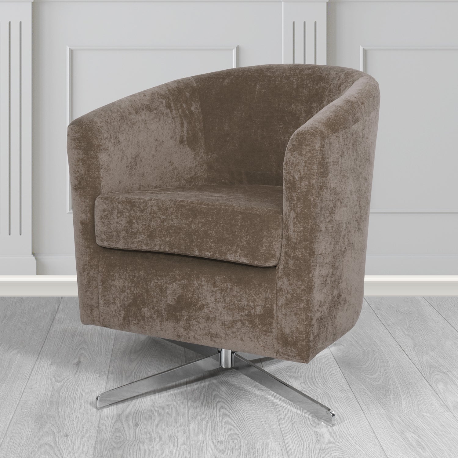 Cannes Swivel Tub Chair in Kirkby Design Fabrics Crush III Crib 5 Velvet Fabric