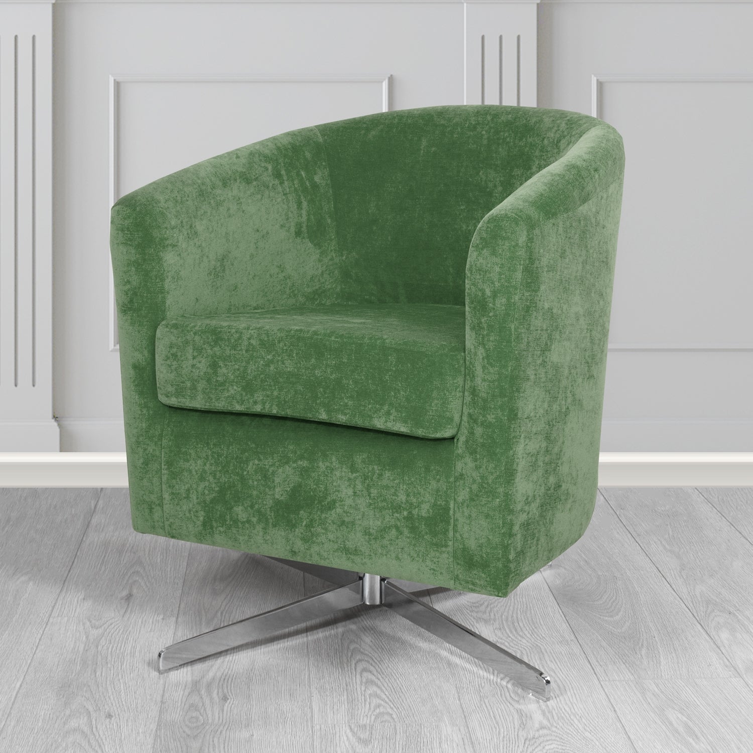 Cannes Swivel Tub Chair in Kirkby Design Fabrics Crush III Crib 5 Velvet Fabric
