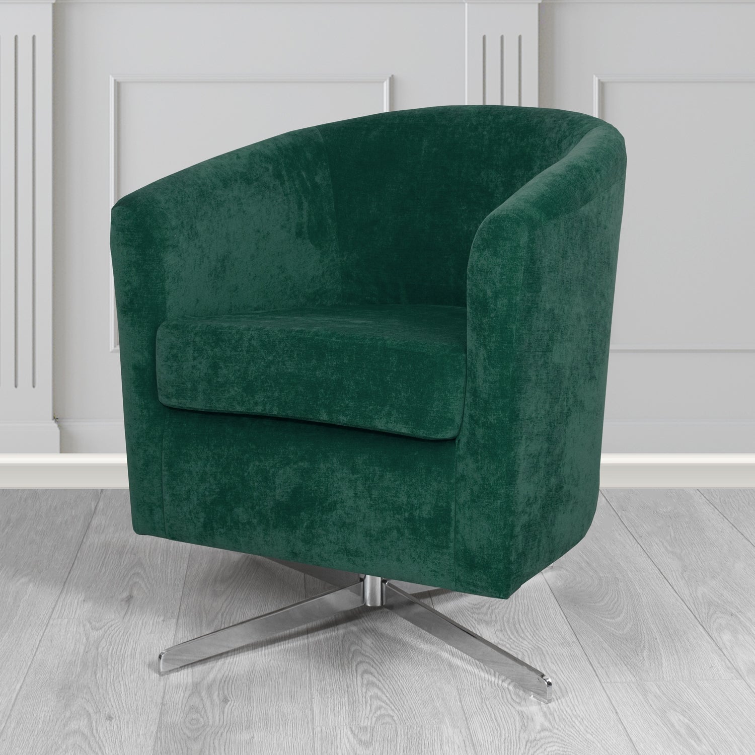 Cannes Swivel Tub Chair in Kirkby Design Fabrics Crush III Crib 5 Velvet Fabric