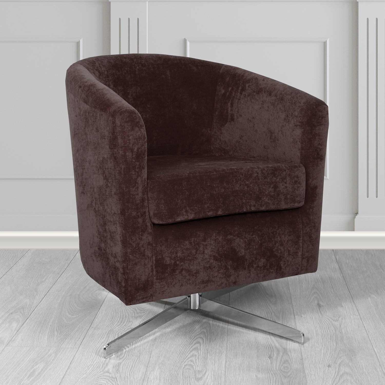 Cannes Swivel Tub Chair in Kirkby Design Fabrics Crush III Crib 5 Velvet Fabric