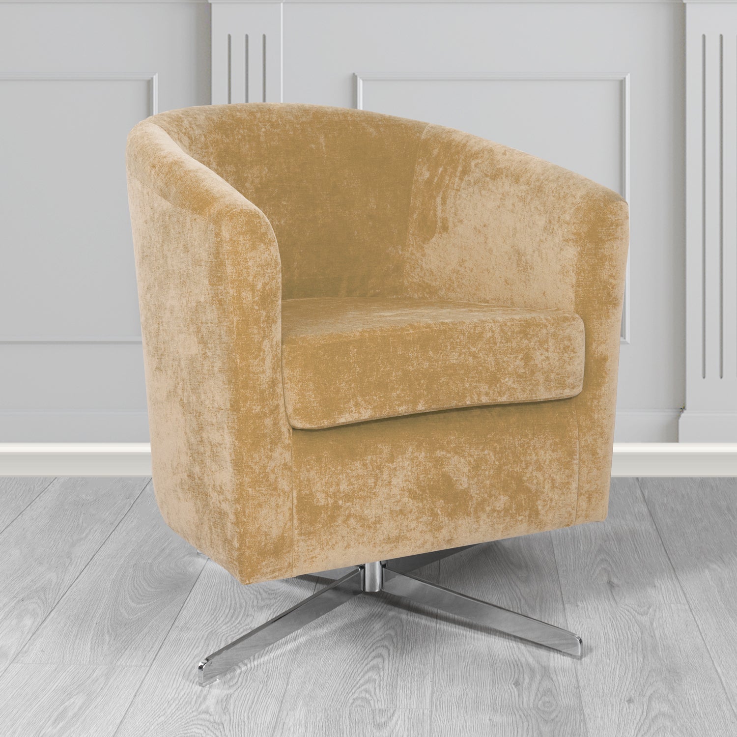 Cannes Swivel Tub Chair in Kirkby Design Fabrics Crush III Crib 5 Velvet Fabric