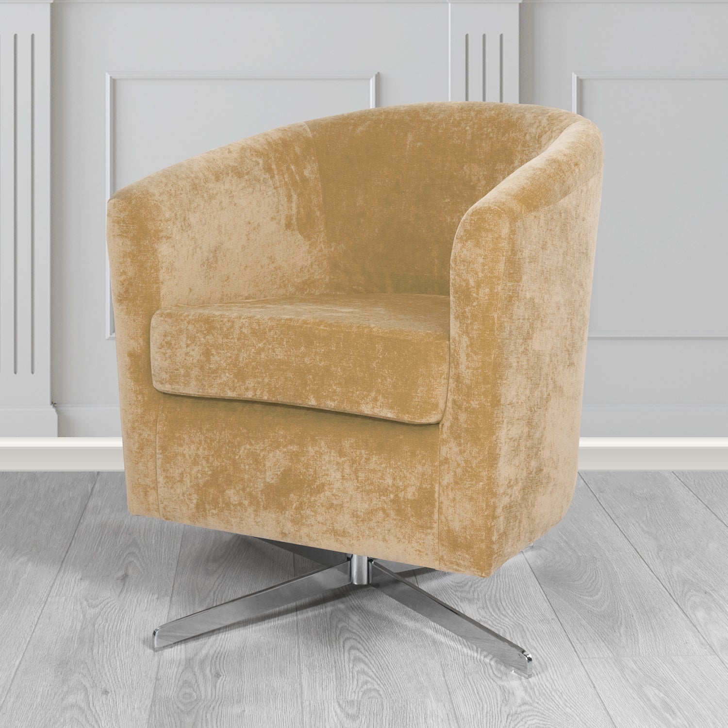 Cannes Swivel Tub Chair in Kirkby Design Fabrics Crush III Crib 5 Velvet Fabric