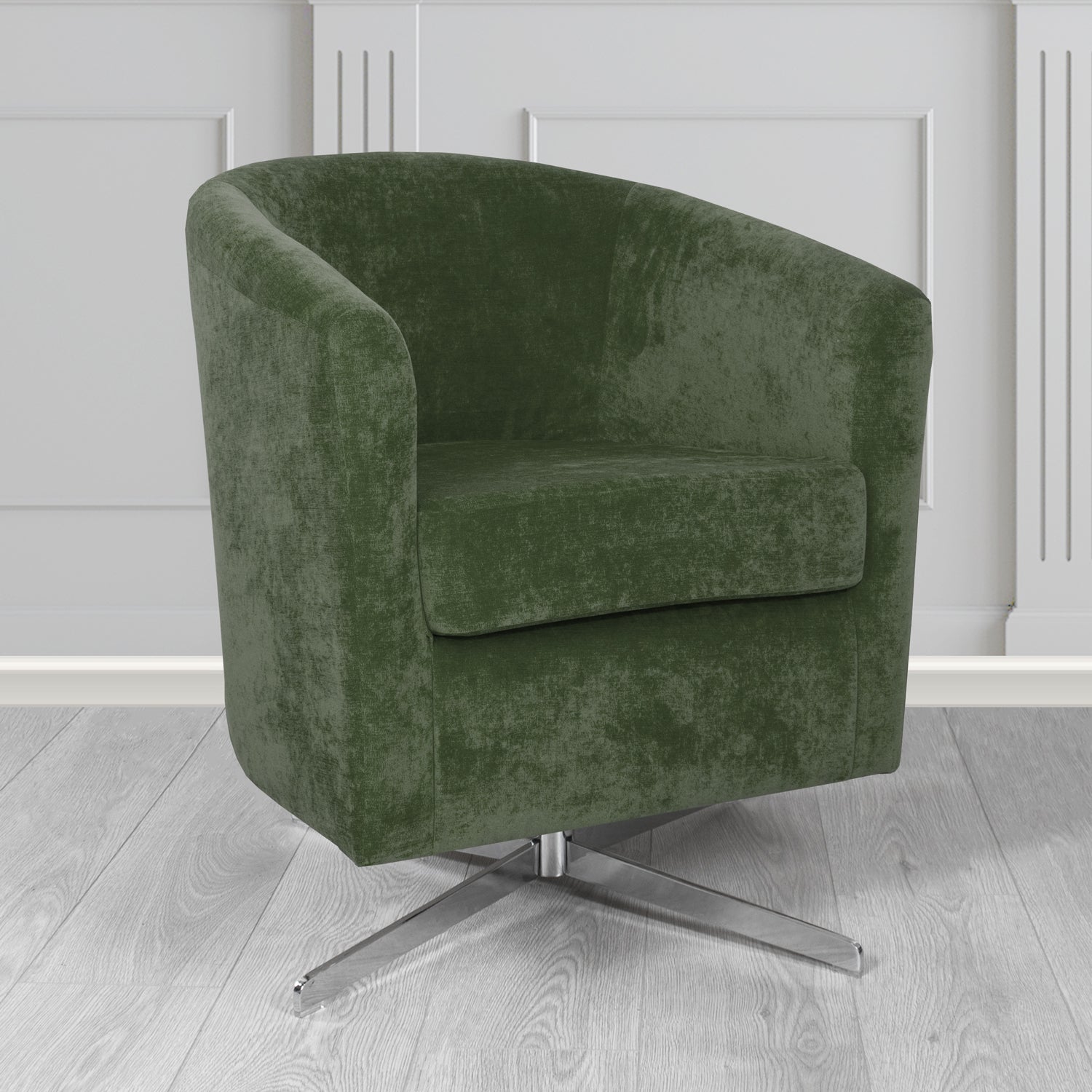 Cannes Swivel Tub Chair in Kirkby Design Fabrics Crush III Crib 5 Velvet Fabric