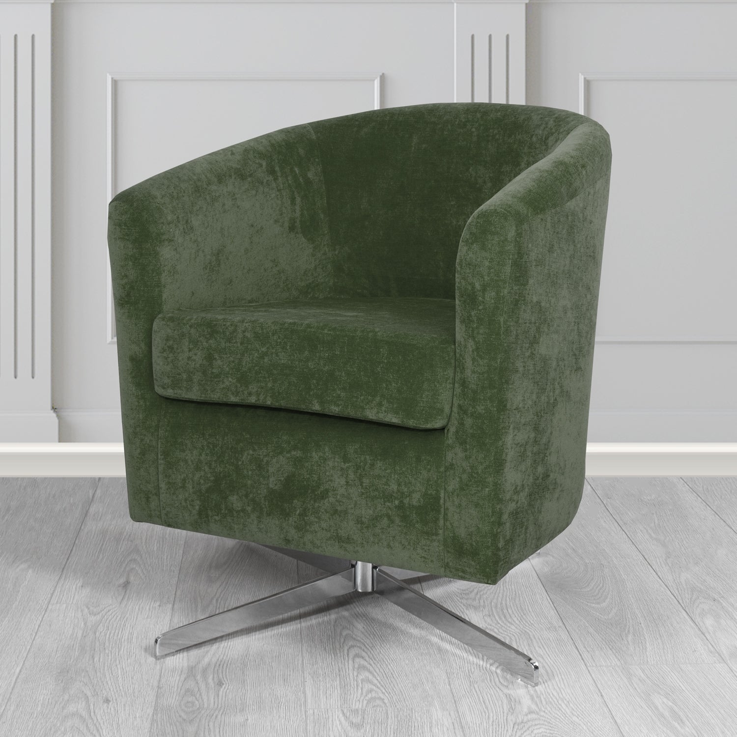 Cannes Swivel Tub Chair in Kirkby Design Fabrics Crush III Crib 5 Velvet Fabric