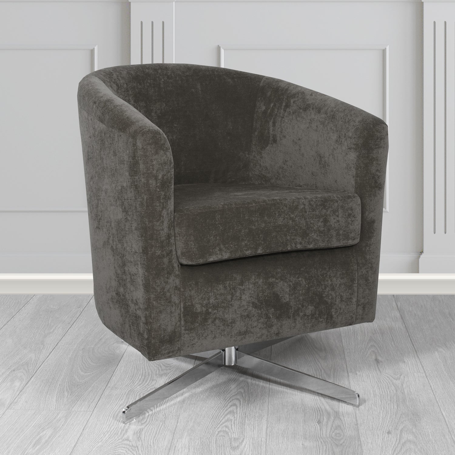 Cannes Swivel Tub Chair in Kirkby Design Fabrics Crush III Crib 5 Velvet Fabric