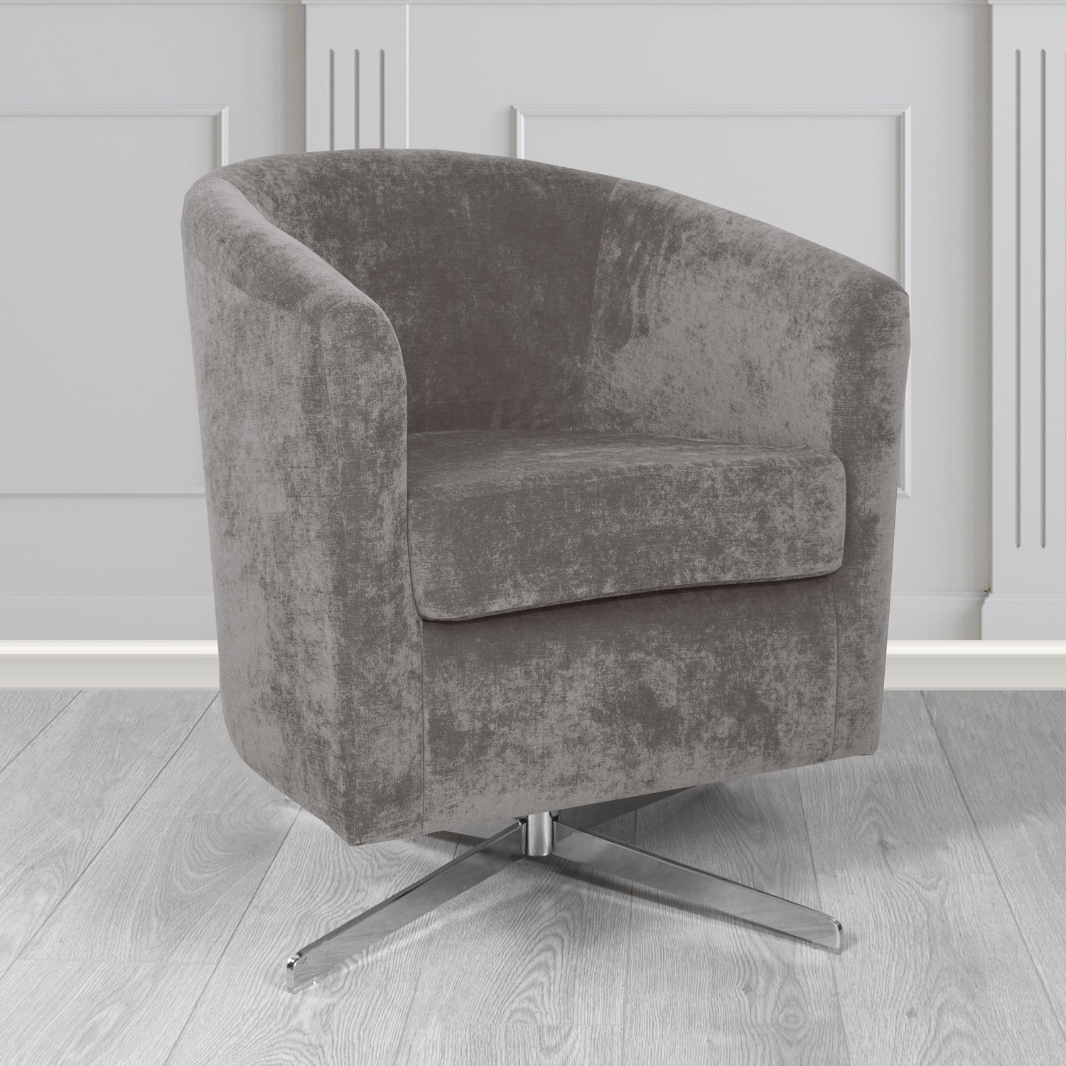 Cannes Swivel Tub Chair in Kirkby Design Fabrics Crush III Crib 5 Velvet Fabric