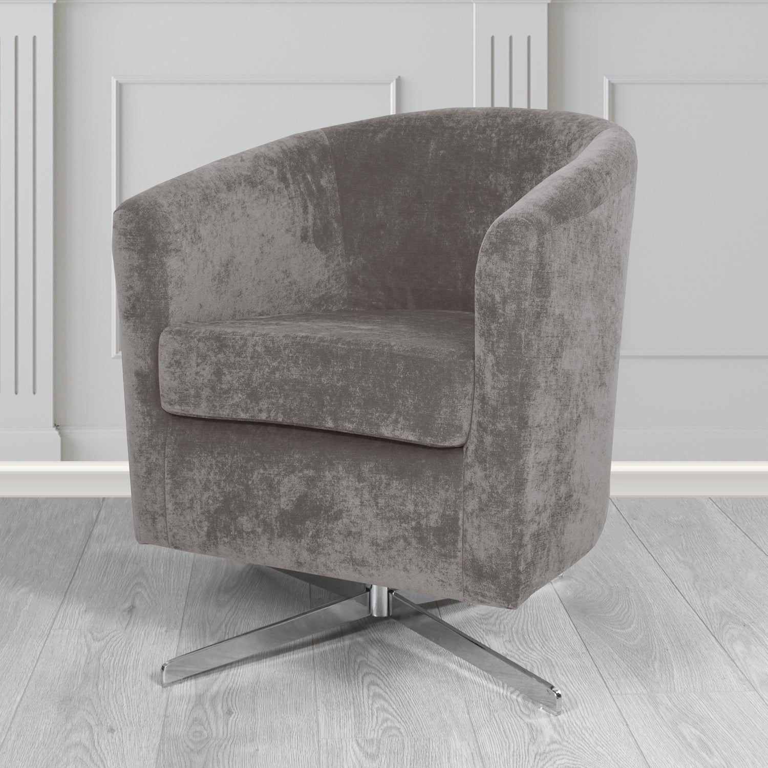 Cannes Swivel Tub Chair in Kirkby Design Fabrics Crush III Crib 5 Velvet Fabric