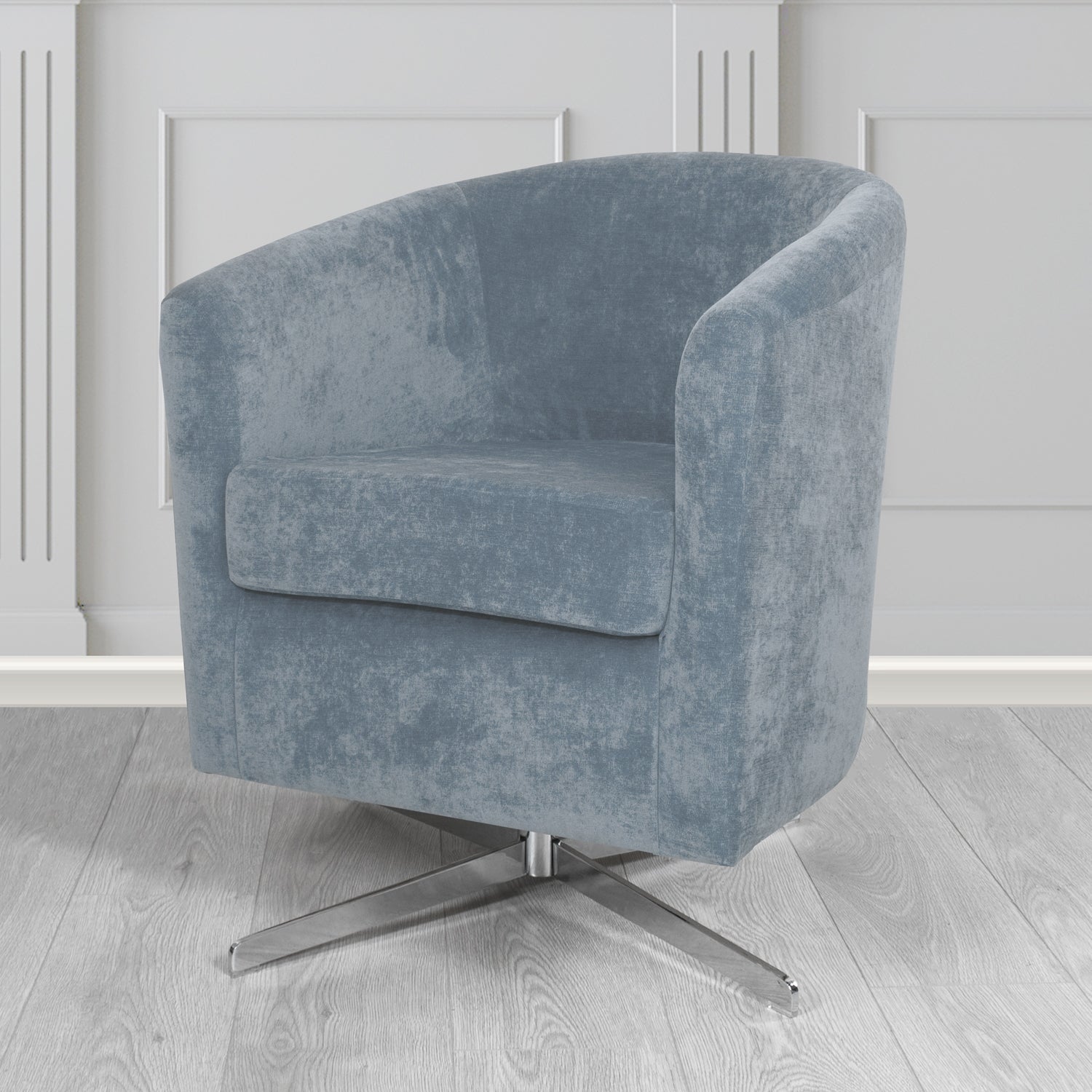 Cannes Swivel Tub Chair in Kirkby Design Fabrics Crush III Crib 5 Velvet Fabric