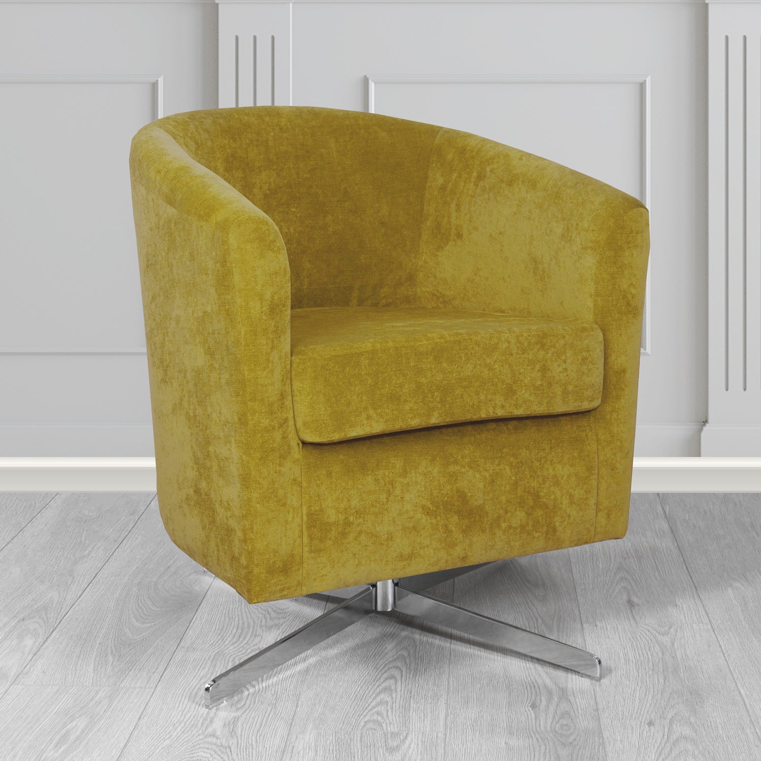 Cannes Swivel Tub Chair in Kirkby Design Fabrics Crush III Crib 5 Velvet Fabric
