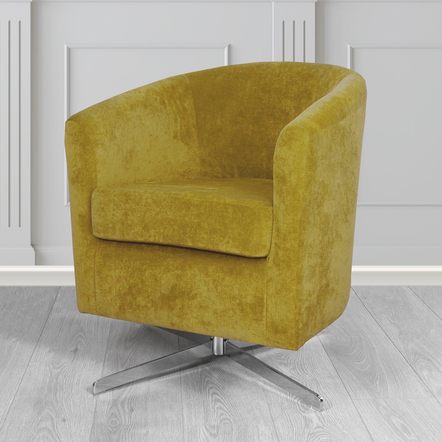 Cannes Swivel Tub Chair in Kirkby Design Fabrics Crush III Crib 5 Velvet Fabric