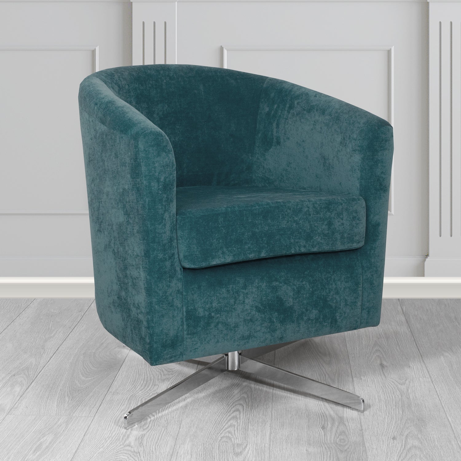Cannes Swivel Tub Chair in Kirkby Design Fabrics Crush III Crib 5 Velvet Fabric