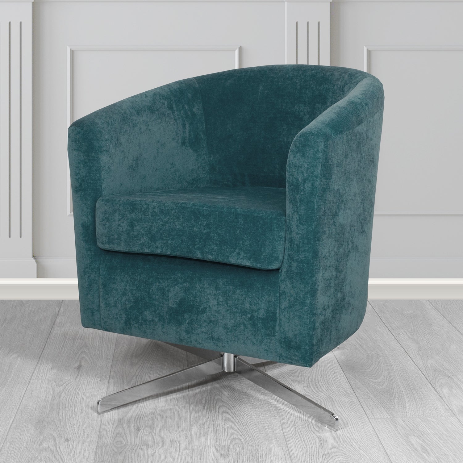 Cannes Swivel Tub Chair in Kirkby Design Fabrics Crush III Crib 5 Velvet Fabric