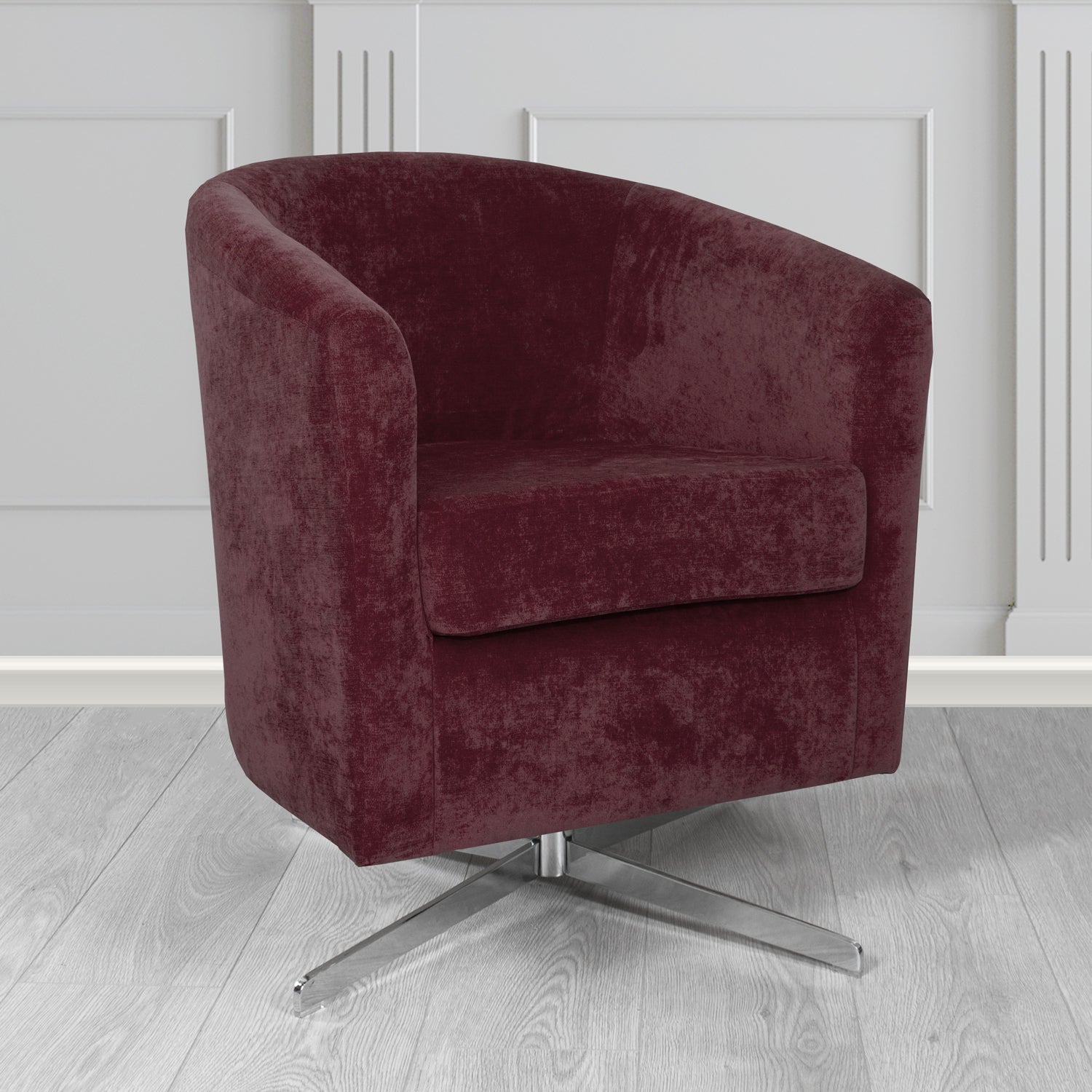 Cannes Swivel Tub Chair in Kirkby Design Fabrics Crush III Crib 5 Velvet Fabric