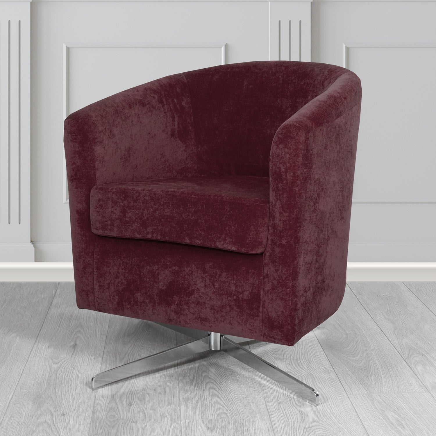 Cannes Swivel Tub Chair in Kirkby Design Fabrics Crush III Crib 5 Velvet Fabric
