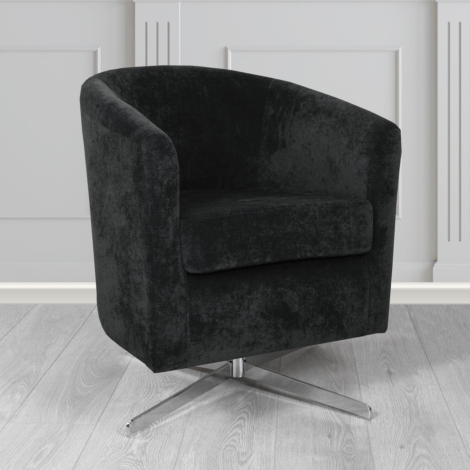 Cannes Swivel Tub Chair in Kirkby Design Fabrics Crush III Crib 5 Velvet Fabric