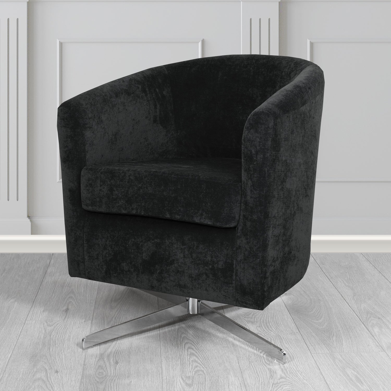 Cannes Swivel Tub Chair in Kirkby Design Fabrics Crush III Crib 5 Velvet Fabric