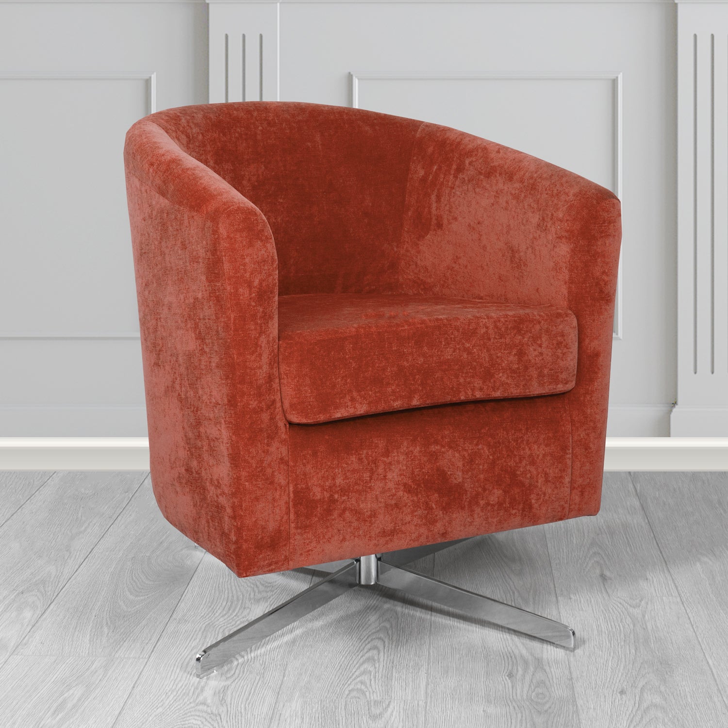 Cannes Swivel Tub Chair in Kirkby Design Fabrics Crush III Crib 5 Velvet Fabric