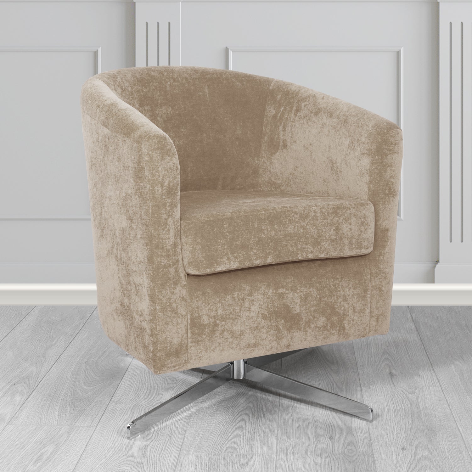 Cannes Swivel Tub Chair in Kirkby Design Fabrics Crush III Crib 5 Velvet Fabric