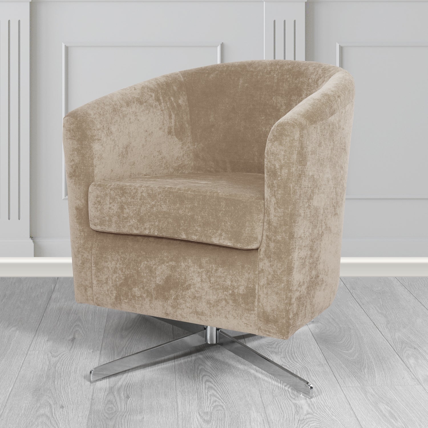 Cannes Swivel Tub Chair in Kirkby Design Fabrics Crush III Crib 5 Velvet Fabric