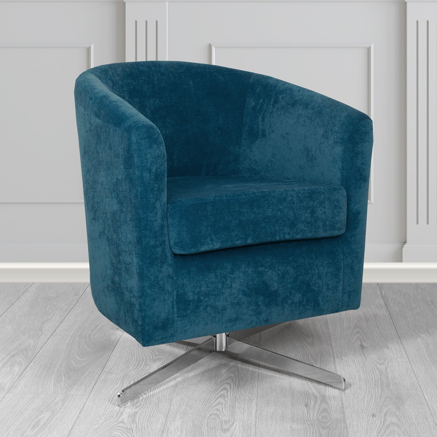 Cannes Swivel Tub Chair in Kirkby Design Fabrics Crush III Crib 5 Velvet Fabric