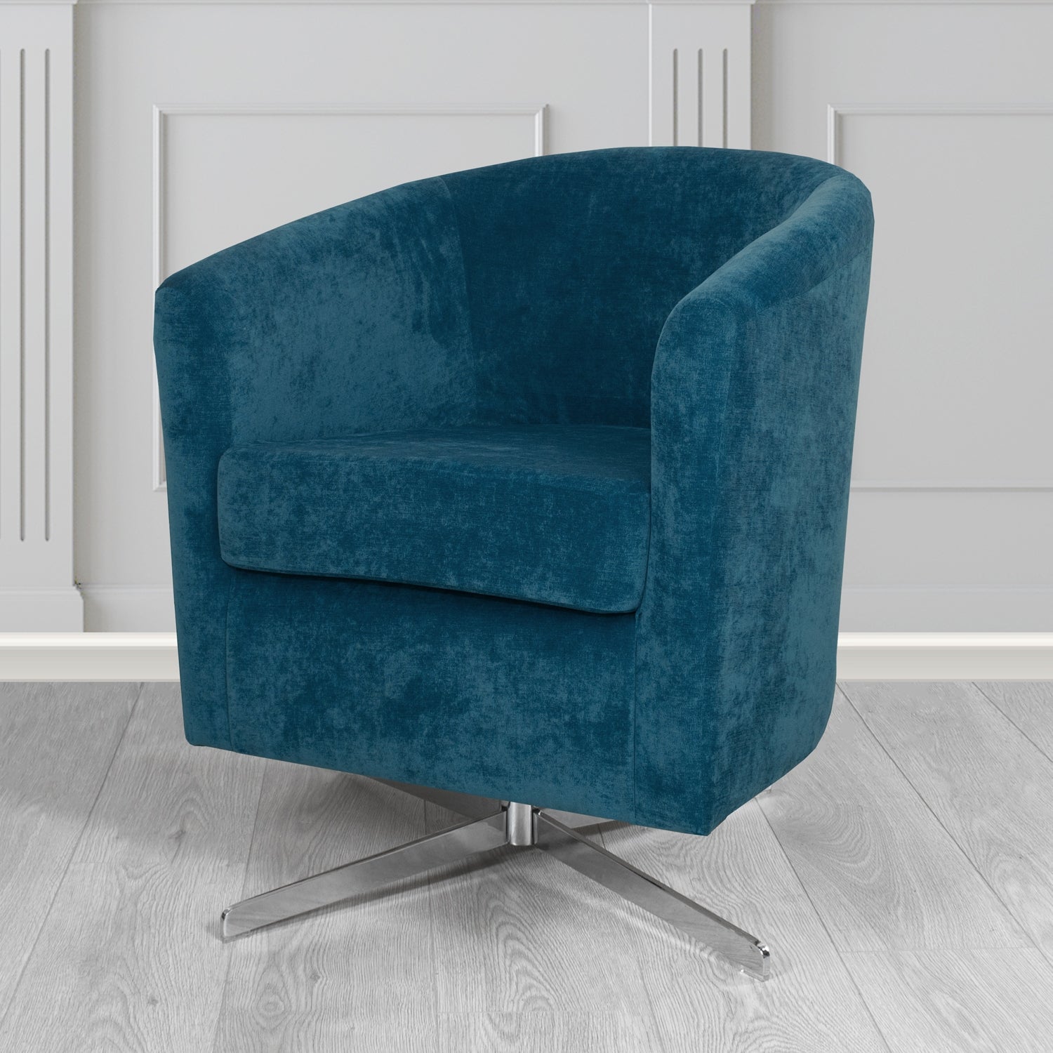 Cannes Swivel Tub Chair in Kirkby Design Fabrics Crush III Crib 5 Velvet Fabric