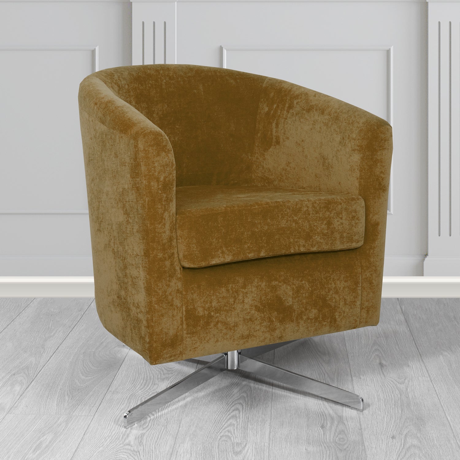 Cannes Swivel Tub Chair in Kirkby Design Fabrics Crush III Crib 5 Velvet Fabric
