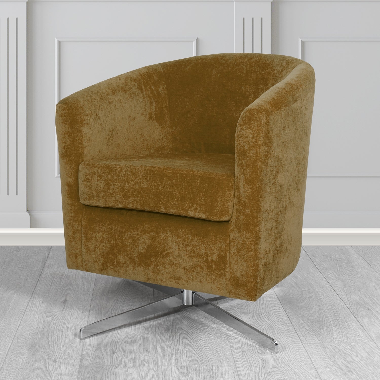 Cannes Swivel Tub Chair in Kirkby Design Fabrics Crush III Crib 5 Velvet Fabric