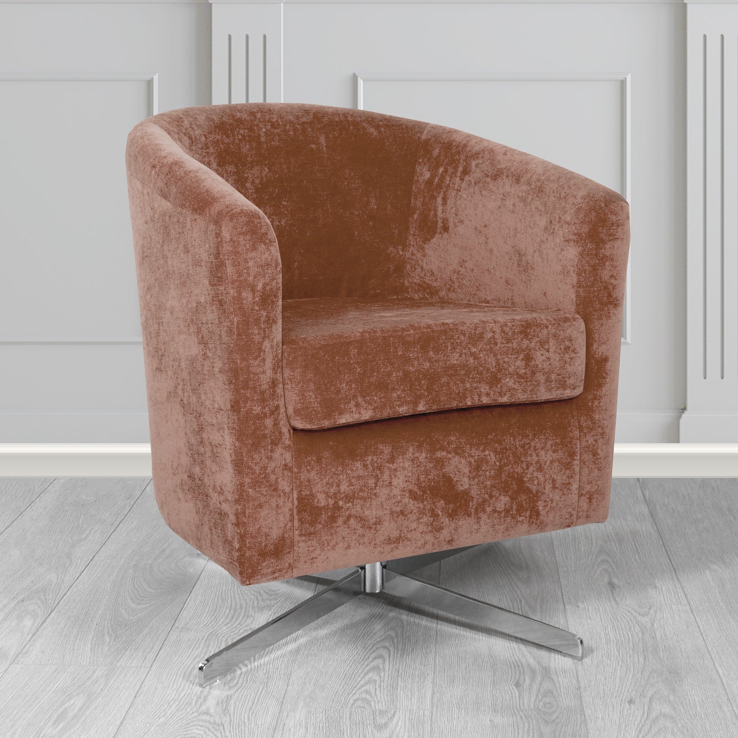 Cannes Swivel Tub Chair in Kirkby Design Fabrics Crush III Crib 5 Velvet Fabric
