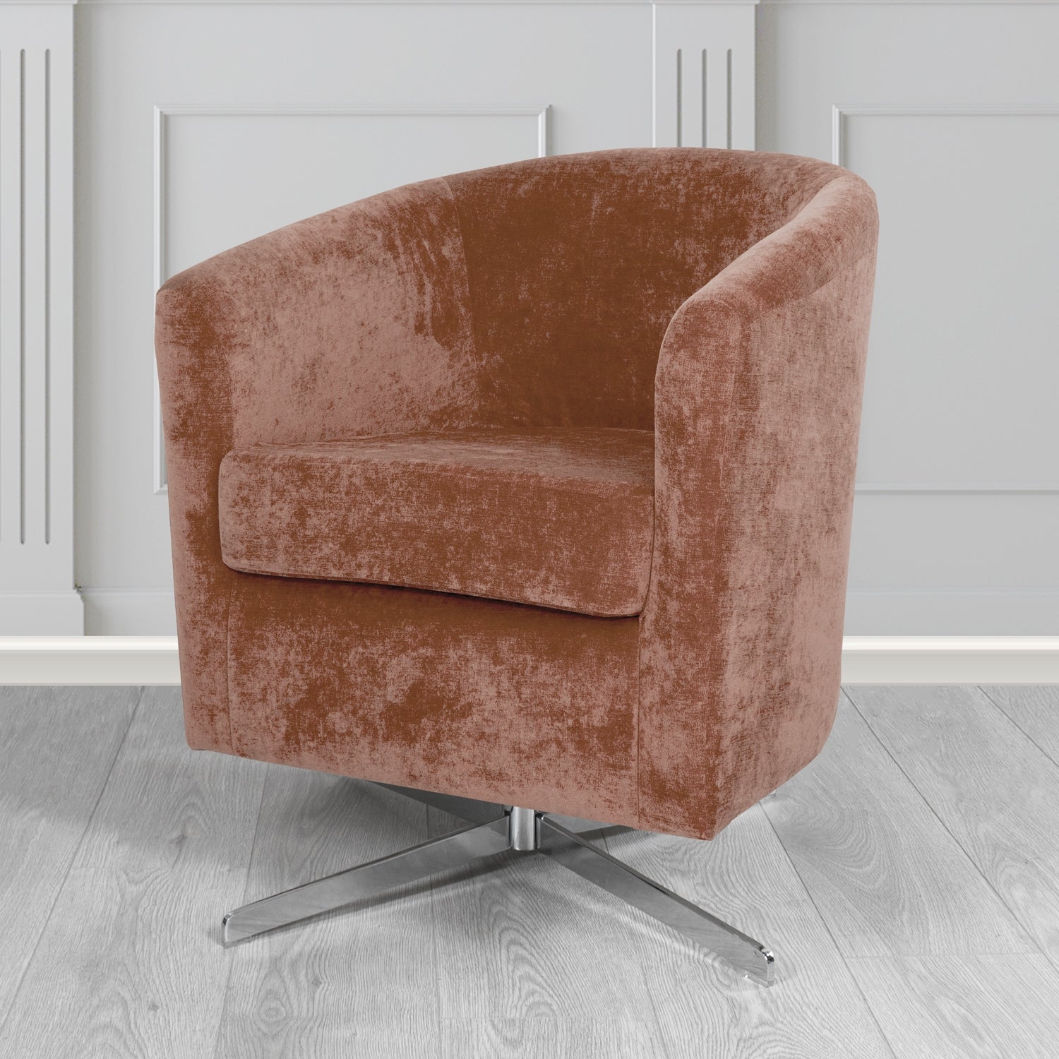 Cannes Swivel Tub Chair in Kirkby Design Fabrics Crush III Crib 5 Velvet Fabric