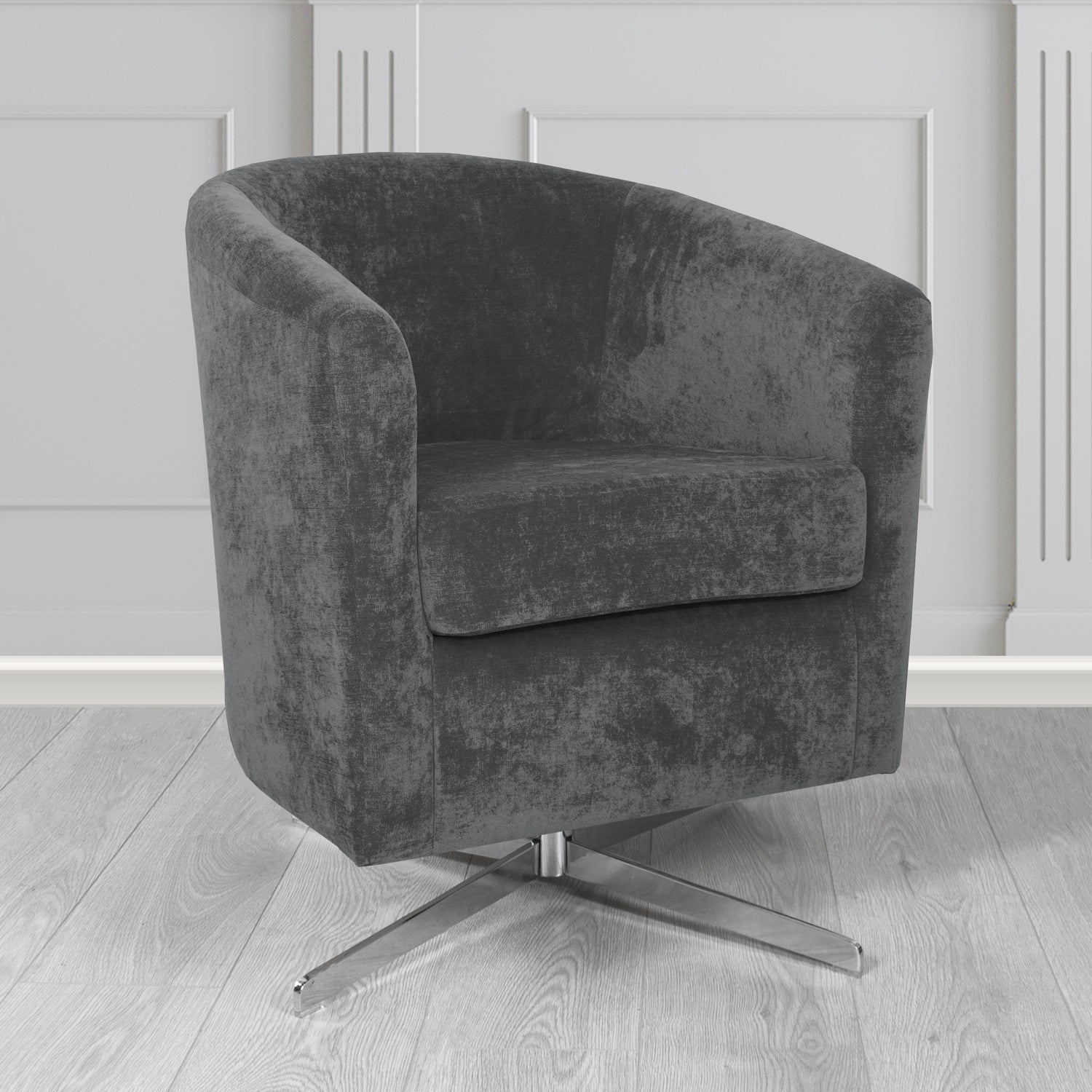 Cannes Swivel Tub Chair in Kirkby Design Fabrics Crush III Crib 5 Velvet Fabric