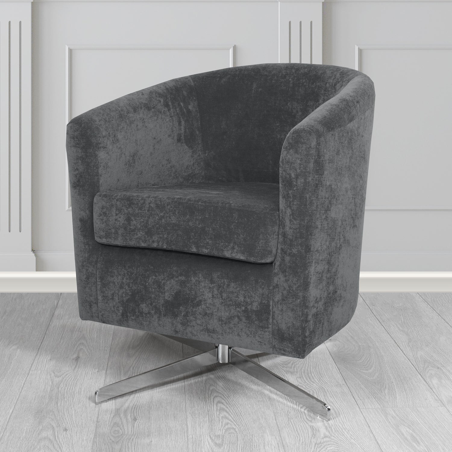 Cannes Swivel Tub Chair in Kirkby Design Fabrics Crush III Crib 5 Velvet Fabric