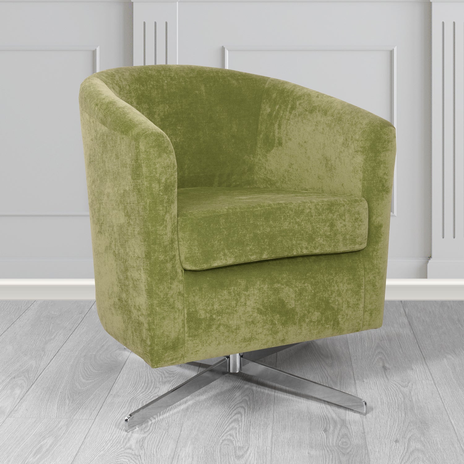 Cannes Swivel Tub Chair in Kirkby Design Fabrics Crush III Crib 5 Velvet Fabric