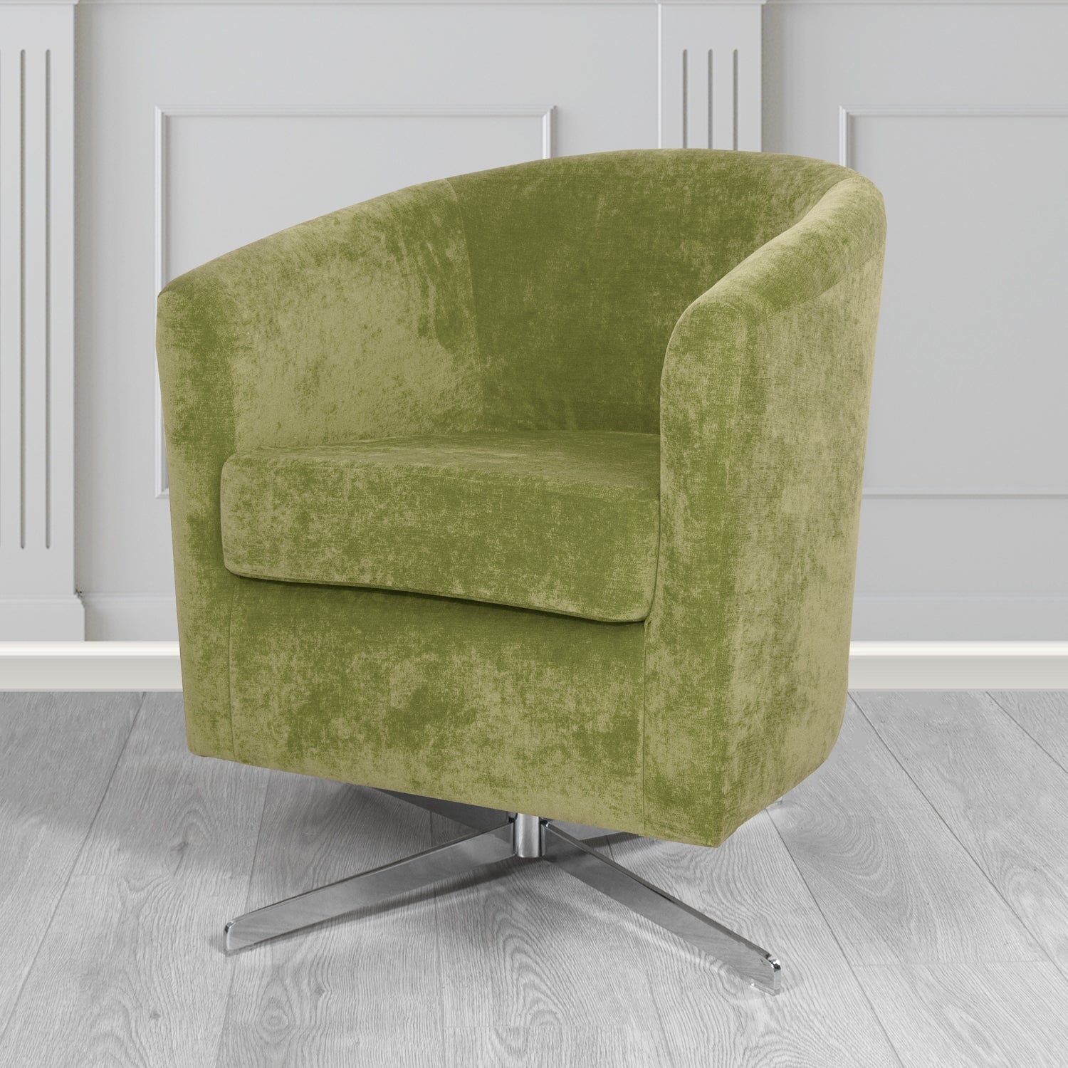 Cannes Swivel Tub Chair in Kirkby Design Fabrics Crush III Crib 5 Velvet Fabric