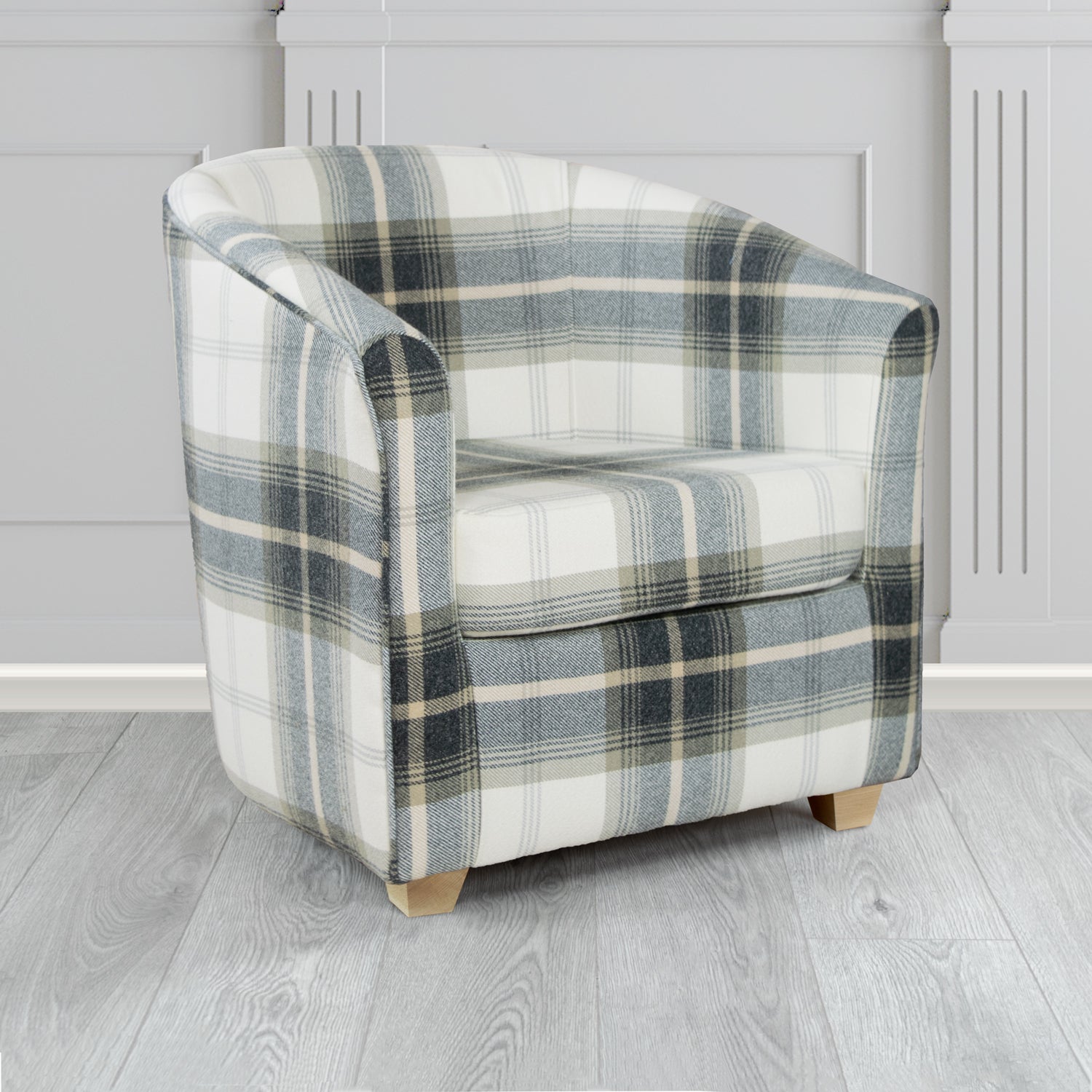Cannes Tub Chair in Porter and Stone Balmoral Tartan Fabric