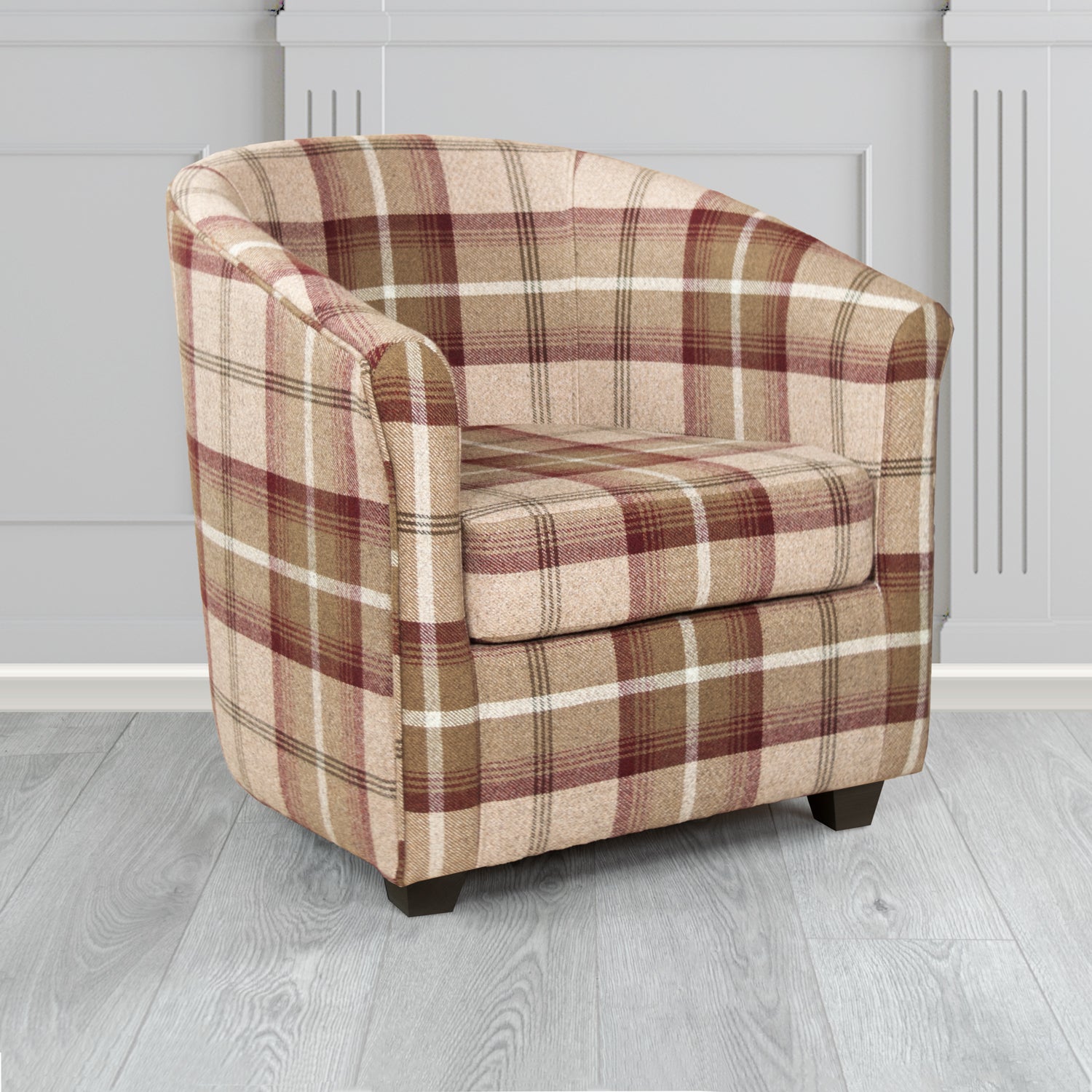 Cannes Tub Chair in Porter and Stone Balmoral Tartan Fabric