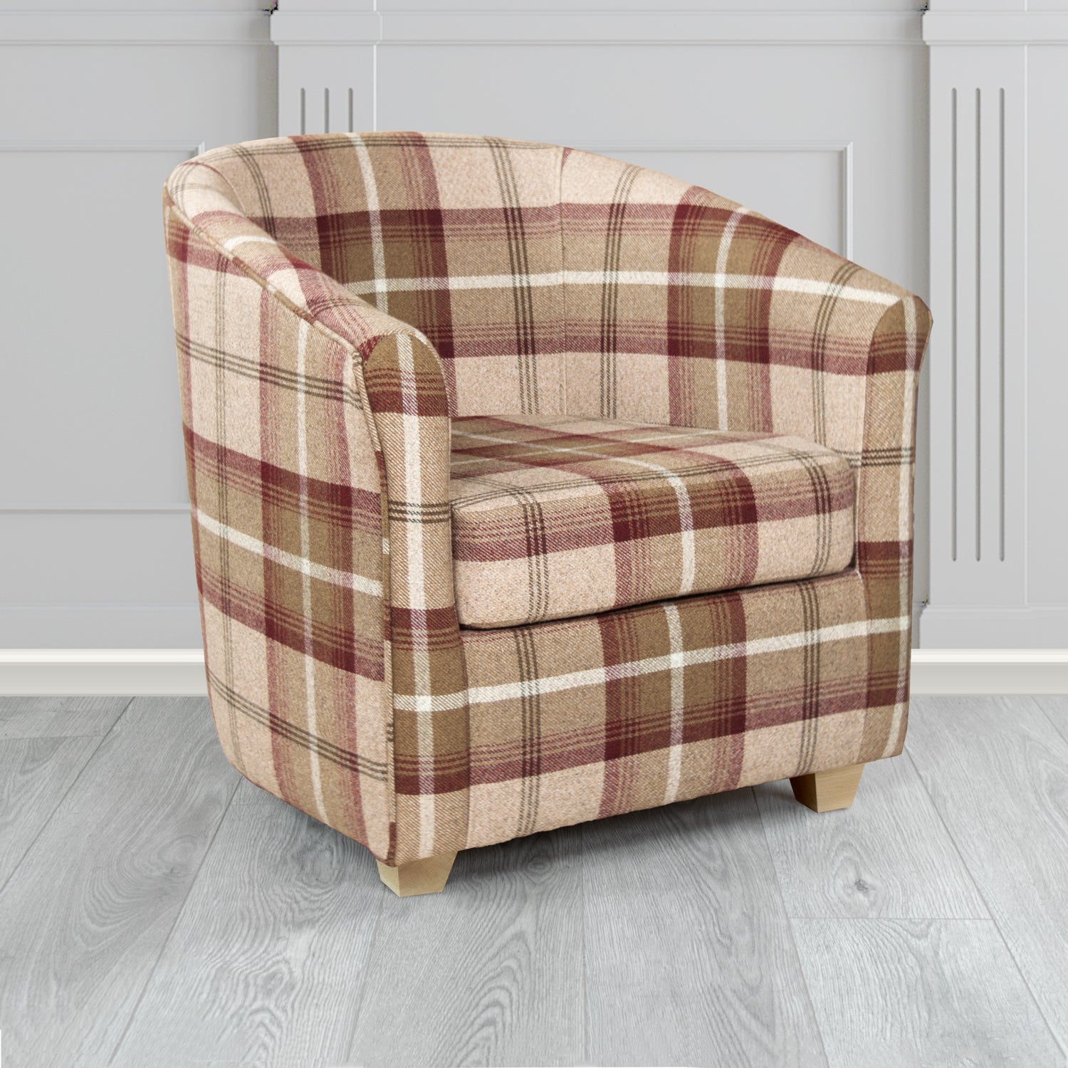 Cannes Tub Chair in Porter and Stone Balmoral Tartan Fabric