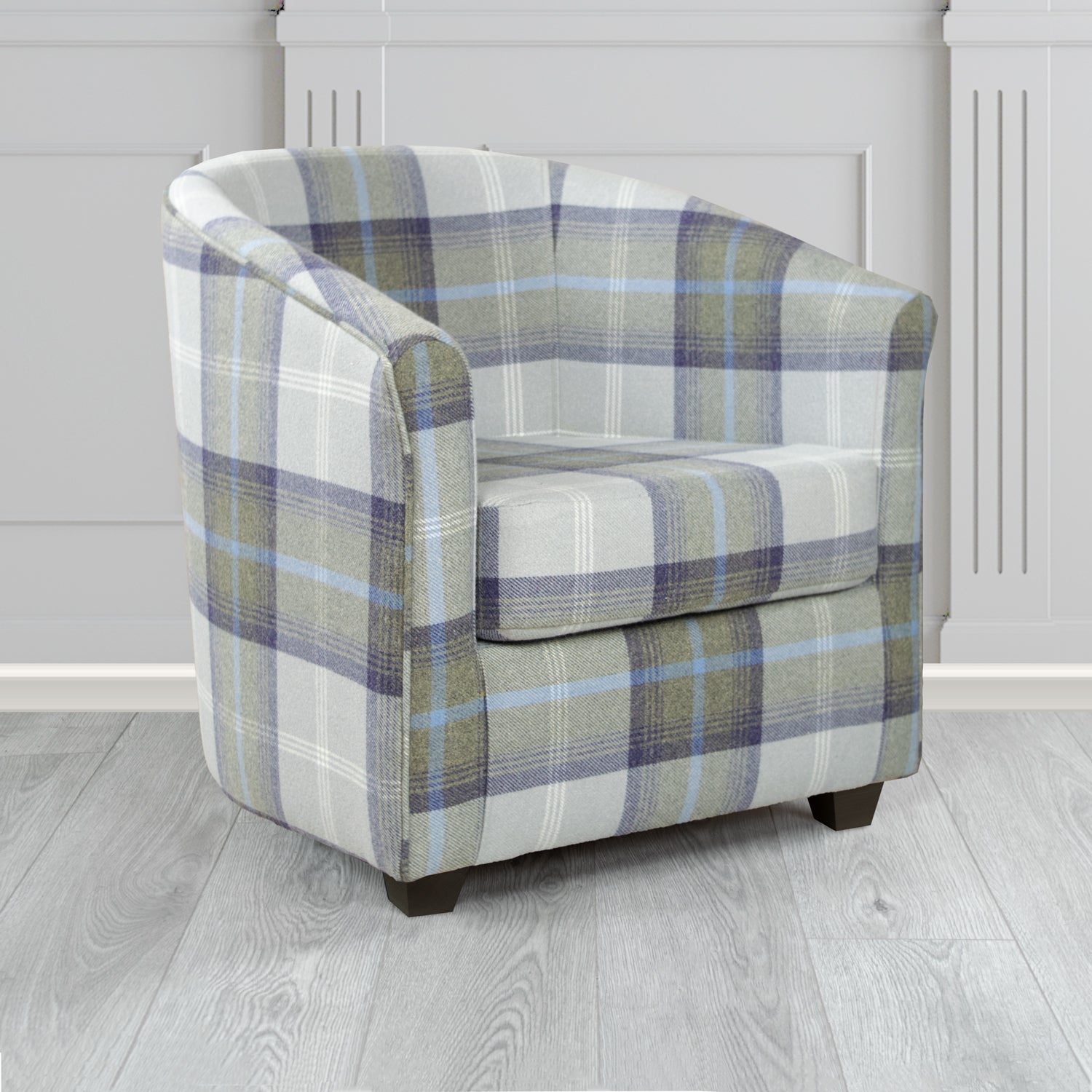 Cannes Tub Chair in Porter and Stone Balmoral Tartan Fabric
