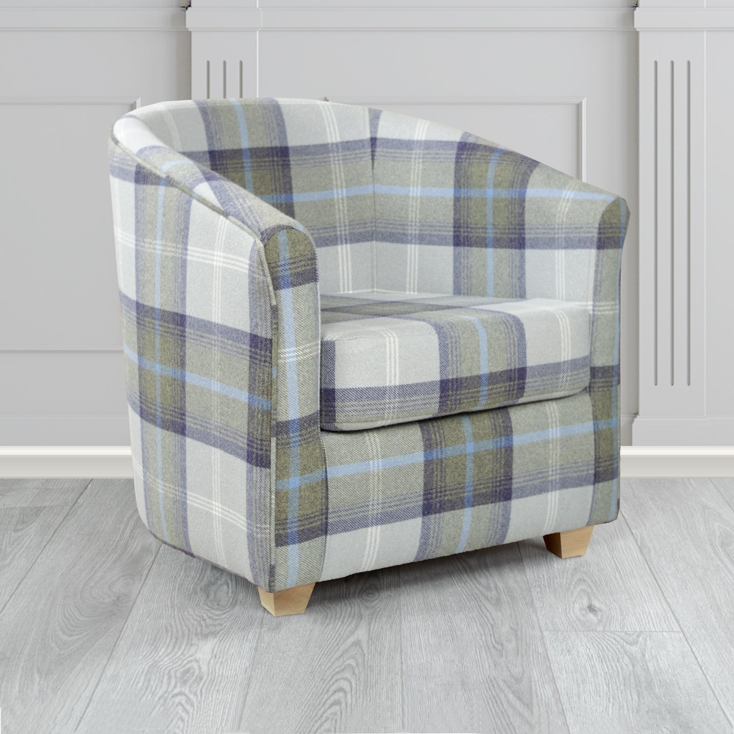 Cannes Tub Chair in Porter and Stone Balmoral Tartan Fabric