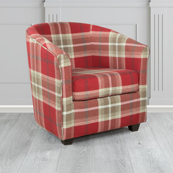 Cannes Balmoral Red Tartan Fabric Tub Chair Tubz UK